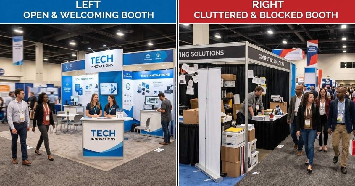 Trade show booth with strategic layout