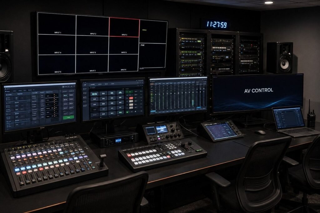 Corporate event audio visual setup